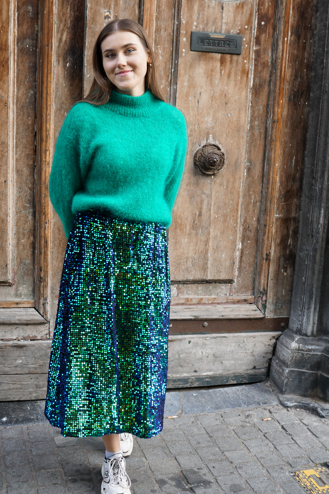 Image Bibi blauw/groene sequin rok