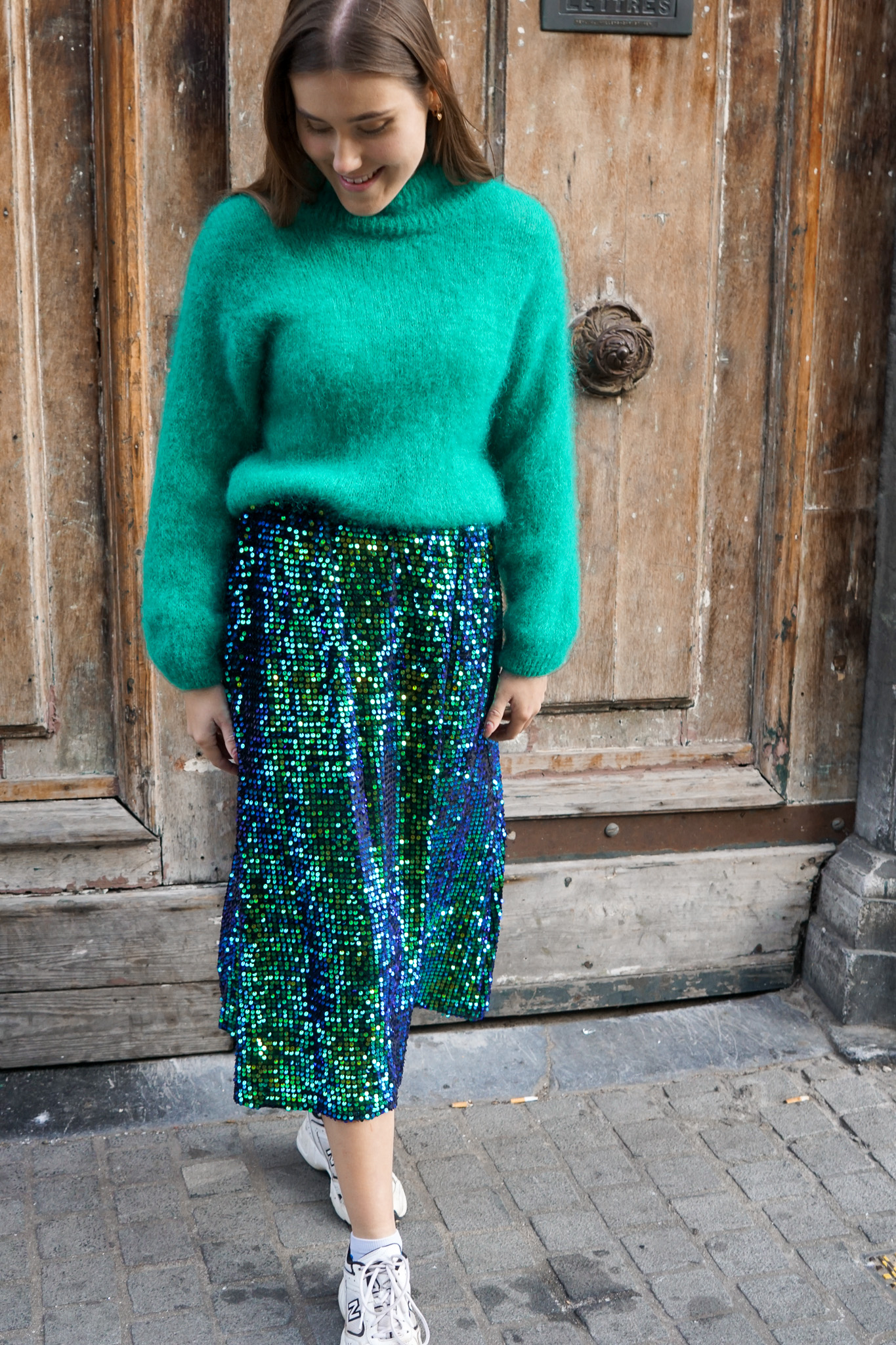 Image Bibi blauw/groene sequin rok