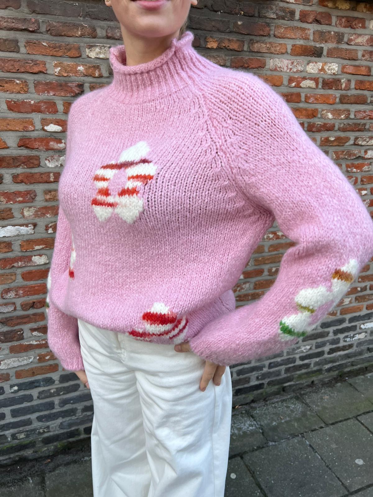 Image Morganne flower sweater roze