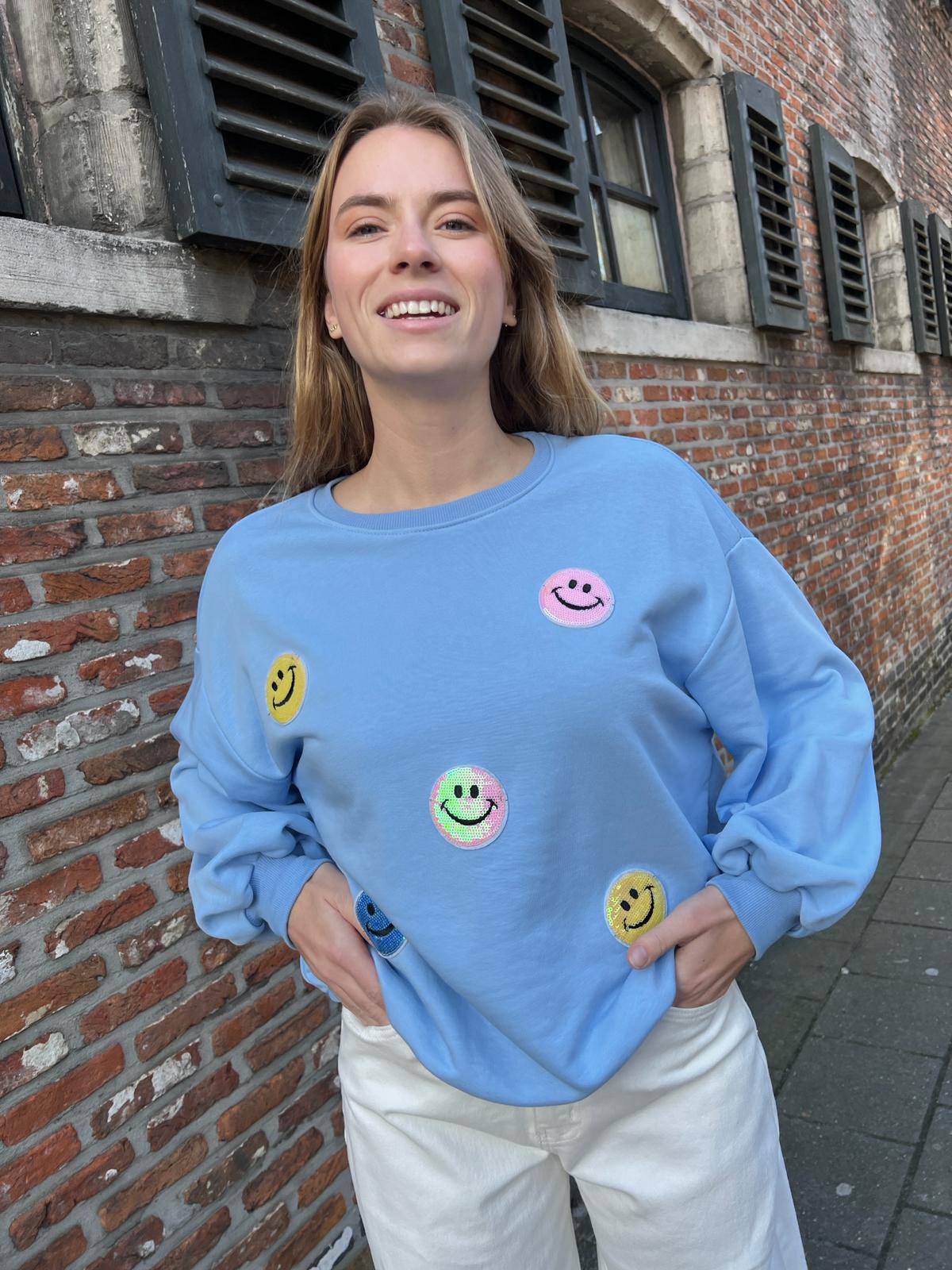 Image Smiley sweater blauw
