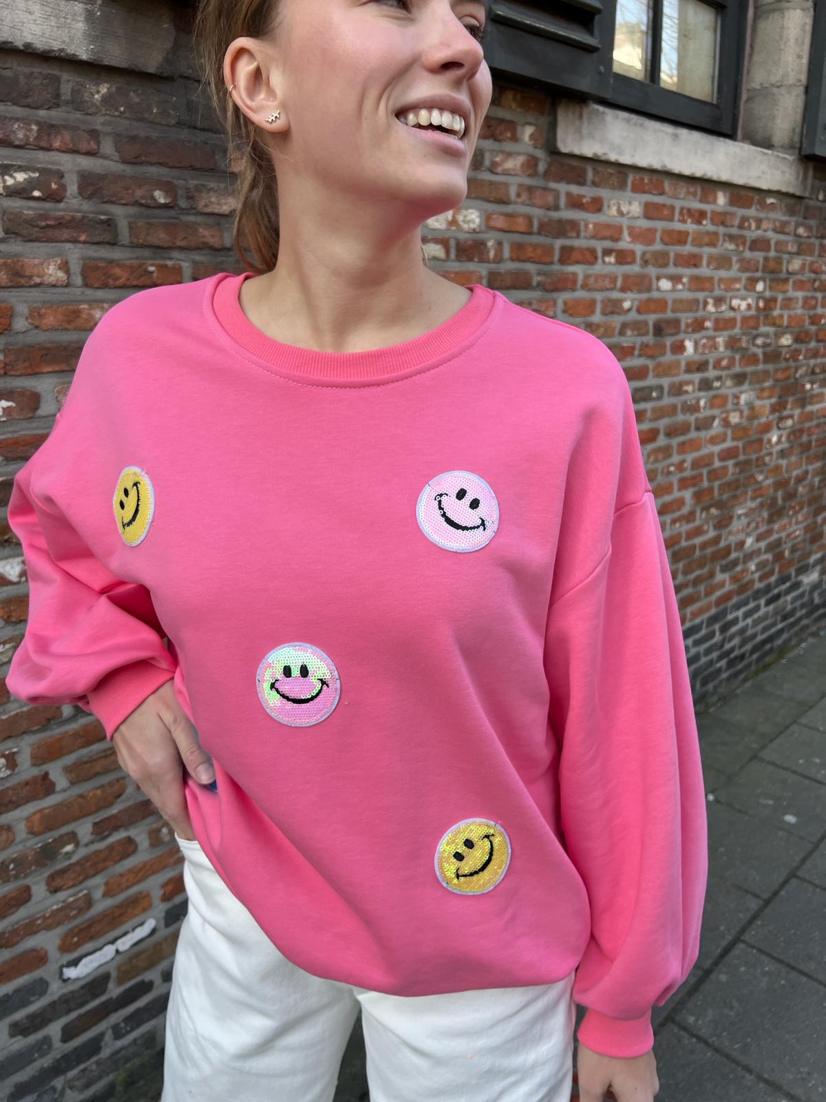 Image Smiley sweater roze