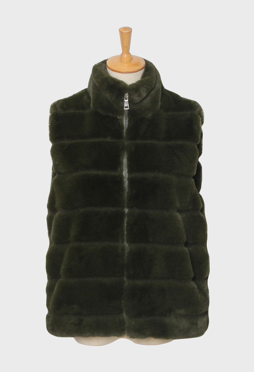Image Kim vest faux fur olijfkleur